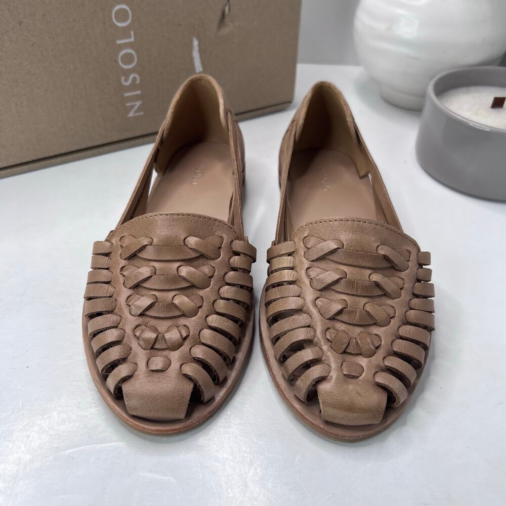 Nisolo Huarache Leather Sandal Slip On Leather Natural Women 6 NWB Anthropologie